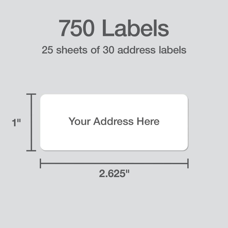 Redi-Tag Address Labels, 750 Blank (25 Sheets of 30), 1"" x 2.625"", for Inkjet Printers Only, Free Online Templates (1009571) - Image 2